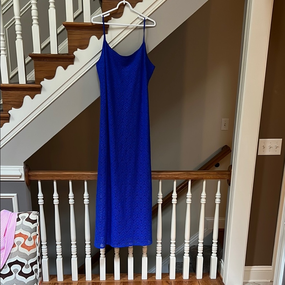 Lilly Pulitzer Blue Spaghetti Strap Slip Maxi Dress